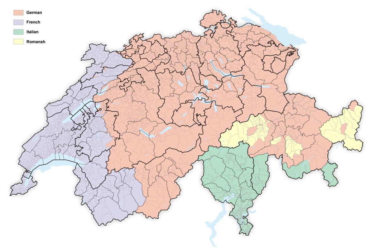 kart over sveits språk